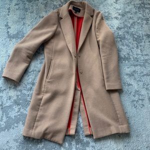 Camel wool blend knee length coat